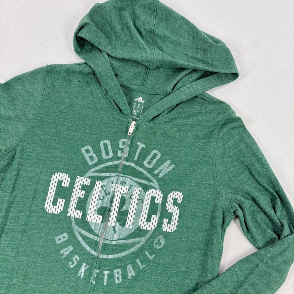 Adidas Boston Celtics Hoodie Womens Small Green Zip Up Basketball NBA